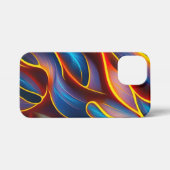 抽象芸術渦の青い赤い炎 iPhoneケース (裏面横)