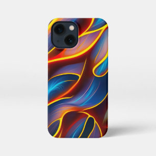 抽象芸術渦の青い赤い炎 iPhone 13 MINIケース