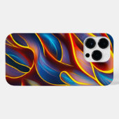 抽象芸術渦の青い赤い炎 iPhoneケース (裏面横)