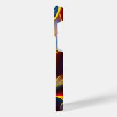 抽象芸術渦の青い赤い炎 iPhoneケース (左側面)