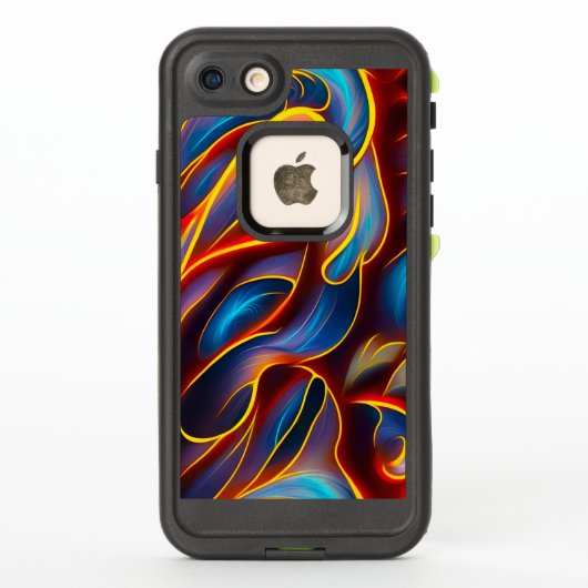 抽象芸術渦の青い赤い炎 LifeProof iPhoneケース (裏面)