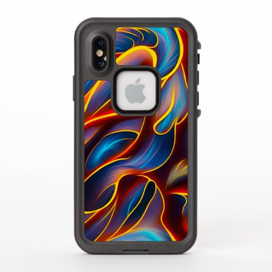 抽象芸術渦の青い赤い炎 LifeProof iPhoneケース (裏面)