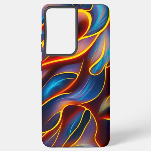抽象芸術渦の青い赤い炎 SAMSUNG GALAXYケース (裏面)