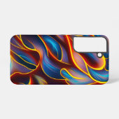 抽象芸術渦の青い赤い炎 SAMSUNG GALAXYケース (裏面横)