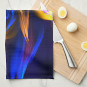 抽象芸術渦シェイプブルーオレンジ キッチンタオル (四つ折り)