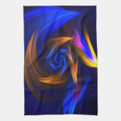 抽象芸術渦シェイプブルーオレンジ キッチンタオル (縦)