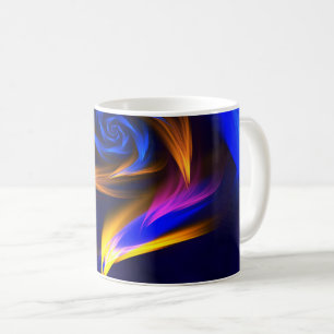 抽象芸術渦シェイプブルーオレンジ コーヒーマグカップ