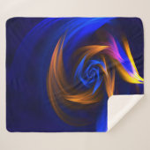 抽象芸術渦シェイプブルーオレンジ シェルパブランケット (正面(横))