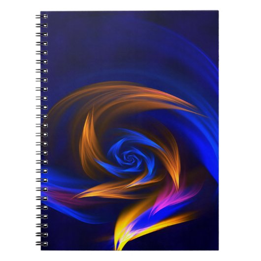 抽象芸術渦シェイプブルーオレンジ ノートブック (正面)