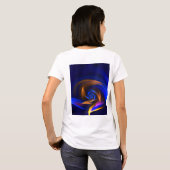 抽象芸術渦シェイプブルーオレンジ Tシャツ (裏面フル)