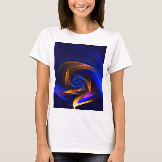 抽象芸術渦シェイプブルーオレンジ Tシャツ (正面)