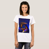抽象芸術渦シェイプブルーオレンジ Tシャツ (正面フル)