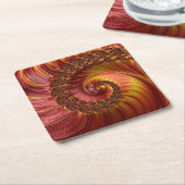 抽象芸術渦巻きフラクタル スクエアペーパーコースター (アングル)
