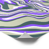 抽象芸術渦巻き紫と緑のパターン ポスター (角)