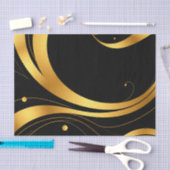 抽象芸術渦巻き金箔質感と黒 薄葉紙 (クラフト)