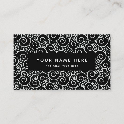 抽象芸術渦流螺旋白黒名刺 名刺 (正面)