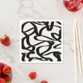 抽象芸術渦線が黒とベージクリームを形成 スタンダードカクテルナプキン (インサイチュ)