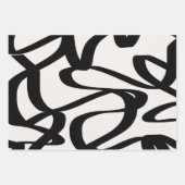 抽象芸術渦線が黒とベージクリームを形成 ラッピングペーパーシート (正面)