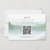 抽象芸術湖の木の水の色結婚のQRコード 出欠カード (正面)