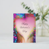 抽象芸術滴下フローラハートバレンタイン ポストカード (スタンド正面)
