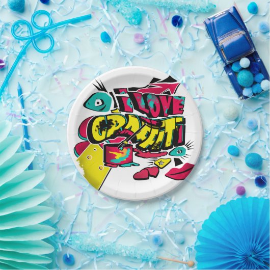 抽象芸術漫画グラフィティスタイル文字グランジアーバンc ペーパープレート (パーティー)