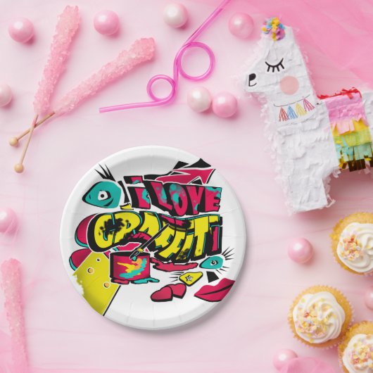 抽象芸術漫画グラフィティスタイル文字グランジアーバンc ペーパープレート (パーティー)