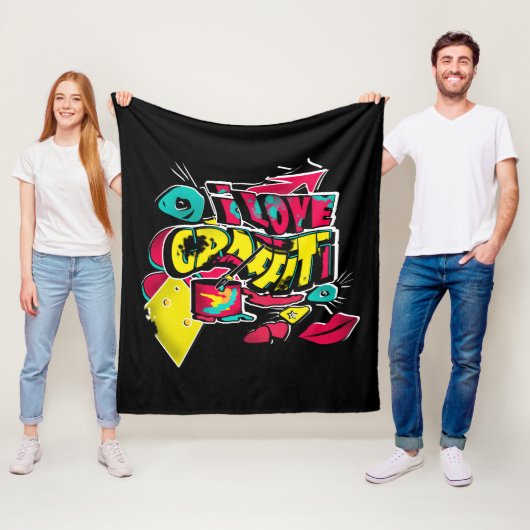 抽象芸術漫画グラフィティ文字グランジ都市の唇彼 フリースブランケット (インサイチュ)