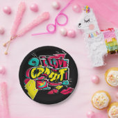 抽象芸術漫画グラフィティ文字グランジ都市の唇彼 ペーパープレート (パーティー)