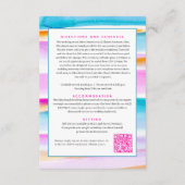 抽象芸術潮線ピンクブルー結婚のQRコード エンクロージャーカード (裏面)