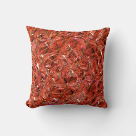 抽象芸術澄ん赤い斑点と曲がったスタイル クッション