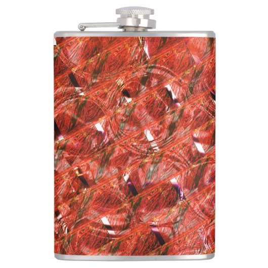 抽象芸術澄ん赤い斑点と曲がったスタイル フラスク (正面)