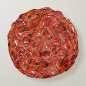 抽象芸術澄ん赤い斑点と曲がったスタイル ラウンドクッション (裏面)