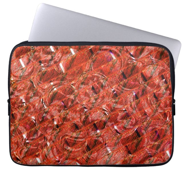 抽象芸術澄ん赤い斑点と曲がったスタイル ラップトップスリーブ (正面)