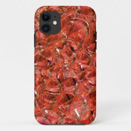 抽象芸術澄ん赤い斑点と曲がったスタイル iPhone 11 ケース
