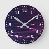 抽象芸術濃い紫色の線（白い数字） ラージ壁時計 (正面)