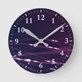 抽象芸術濃い紫色の線（白い数字） ラージ壁時計