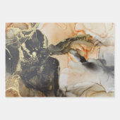抽象芸術濃淡黒色金ゴールドアルコールインク ラッピングペーパーシート (正面2)