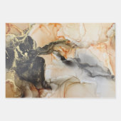 抽象芸術濃淡黒色金ゴールドアルコールインク ラッピングペーパーシート (正面)