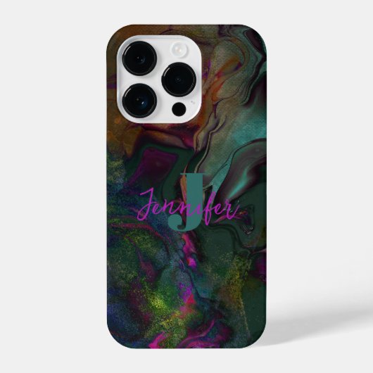 抽象芸術濃色液体名絵を描イニシャル iPhoneケース (裏面)