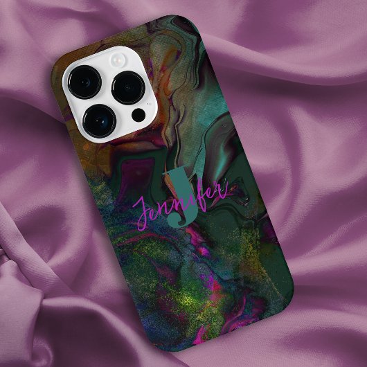 抽象芸術濃色液体名絵を描イニシャル iPhoneケース