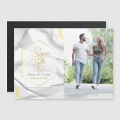 抽象芸術灰色の黄色の結婚式の日付を保存 マグネット招待状 (正面/裏面)