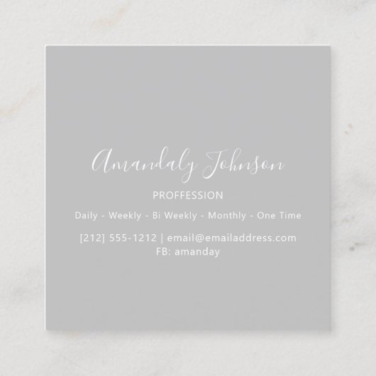 抽象芸術灰色ジオメトリアーキテクトデザイナー スクエア名刺 (裏面)