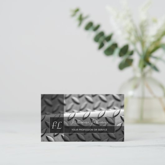 抽象芸術無地のダイヤモンド金属プレートモノグラムブシン 名刺 (スタンド正面)