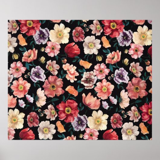 抽象芸術無地の花フルアレンジメント ポスター (正面)