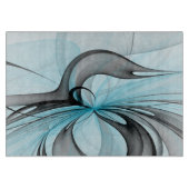 抽象芸術無煙炭グレイモダンブルーフラクタルアート カッティングボード (正面)