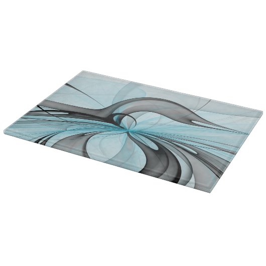 抽象芸術無煙炭グレイモダンブルーフラクタルアート カッティングボード (角)