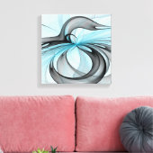 抽象芸術無煙炭グレイモダンブルーフラクタルアート キャンバスプリント (インサイチュ (リビング))