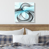 抽象芸術無煙炭グレイモダンブルーフラクタルアート キャンバスプリント (インサイチュ (寝室))