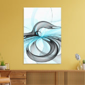 抽象芸術無煙炭グレイモダンブルーフラクタルアート キャンバスプリント (インサイチュ (リビング))