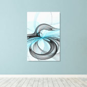 抽象芸術無煙炭グレイモダンブルーフラクタルアート キャンバスプリント (インサイチュ (ウッドフロア))